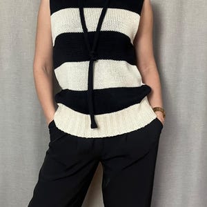 Merino wool vest Stylish vest Modern Classic vest  women, Knitted  vest women black and white  knit vest pullover classy  woolen vest top
