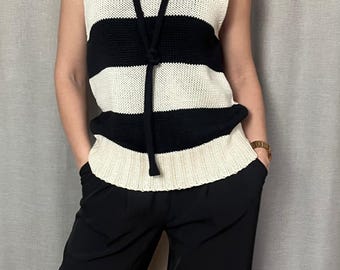 Merino wool vest Stylish vest Modern Classic vest  women, Knitted  vest women black and white  knit vest pullover classy  woolen vest top