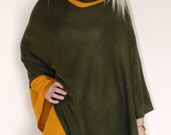 Green poncho, Knit poncho, sweater wrap, wool scarf, women sweater, wool cape, wool sweater, knit cape,knit scarf,knit sweater,women fashion