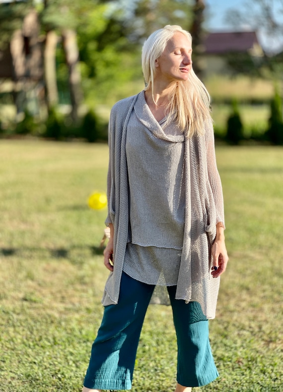 Linen open front cardigan 2025