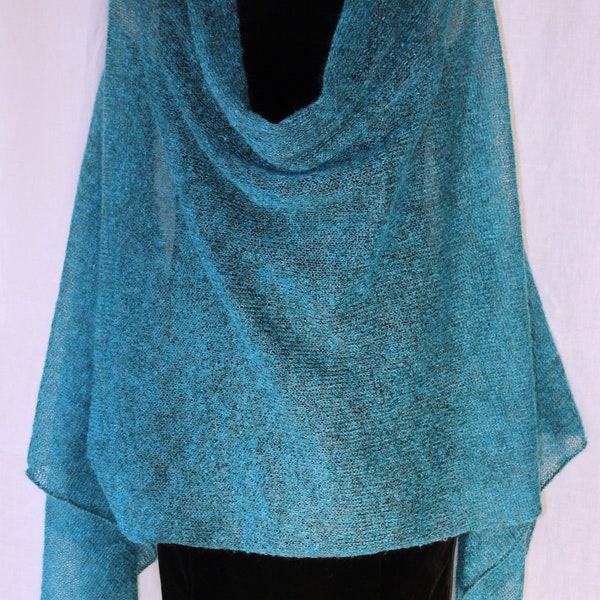 châle mohair turquoise large écharpe écharpe d'épaule turquoise mohair mohair poncho écharpe