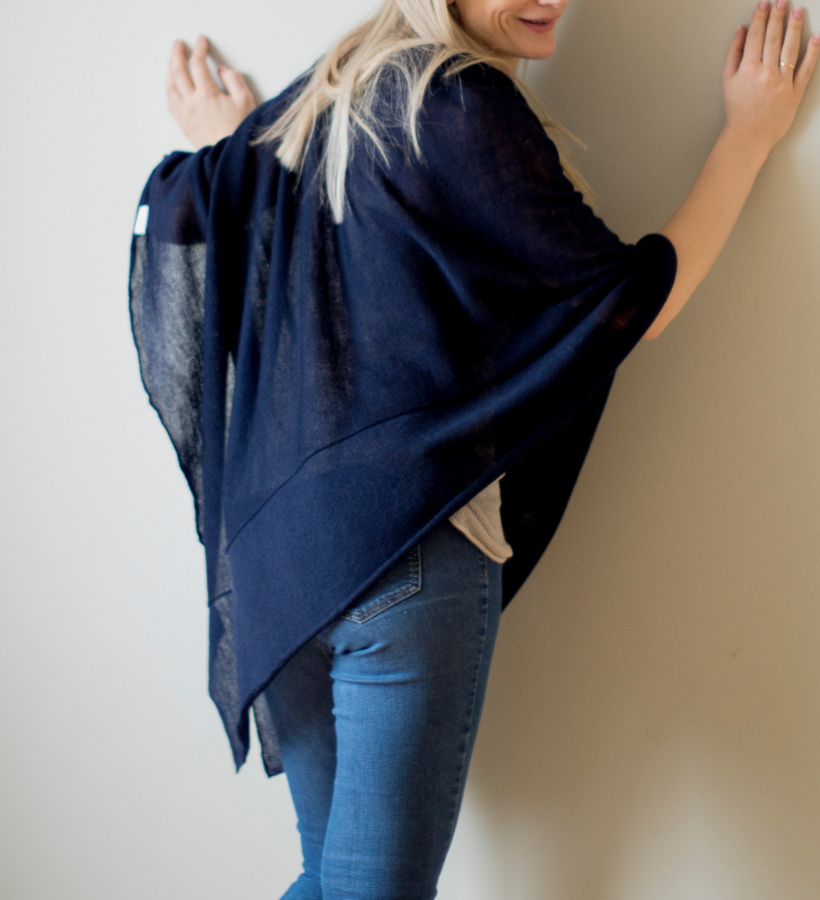 Navy blue store poncho sweater