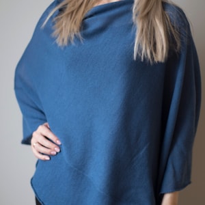 Wool poncho, blue poncho, denim blue coat, women&#39;s coat, women&#39;s poncho, women&#39;s cape, wool poncho, wool sweater