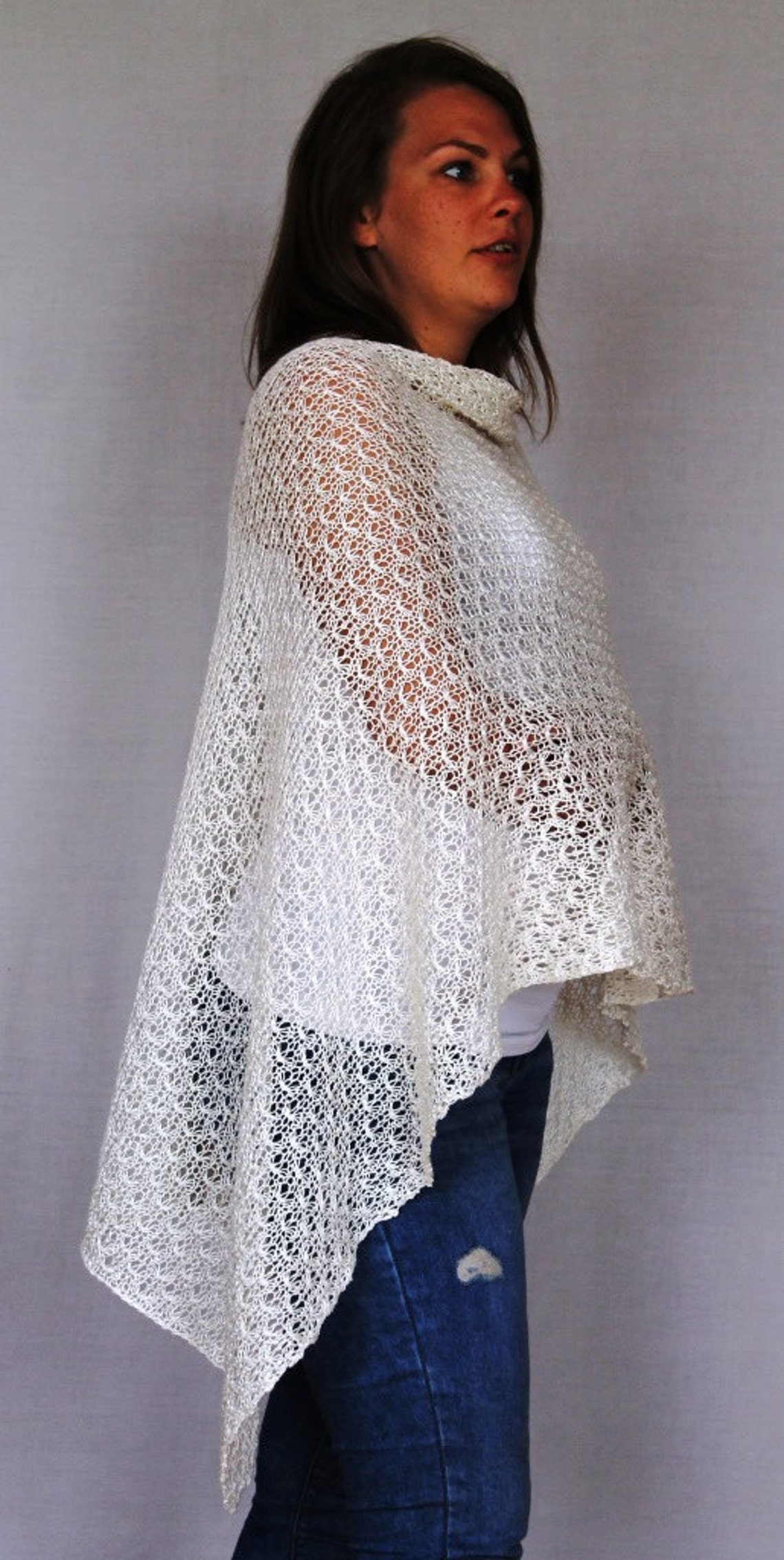 Summer Ponchos Women Pure Linen Poncho Linen White Knitted - Etsy