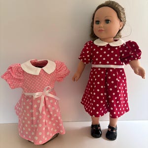 Pink or Red Polka Dot Doll Dress - Pick one via messages