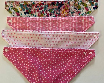 Pink Bandana Bibs. -  Pick One.                        Multi-Colored Pinks;  Pink Anchors; Pink Tri-angles;  Bright Pink Dots