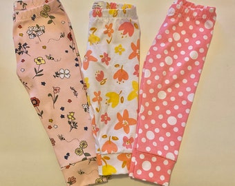 Flowers and Polka Dot Legging  Choose one via messages. Floral on pink,  Floral on white, Pink polka dots