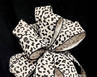 Christmas Tree Topper Bow,Leopard print Tree topper bow, Animal Print bow,  LANTERN Bow, Accent bows,  Leopard print decor, Wreath Bow