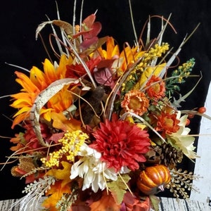 Thanksgiving Table Arrangement, Pumpkin centerpiece, Fall floral arrangement, Pumpkin decor, Fall decor, Autumn centerpiece, Give thanks image 8