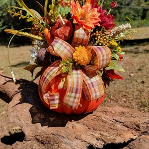 Thanksgiving Table Arrangement, Pumpkin centerpiece, Fall floral arrangement, Pumpkin decor, Fall decor, Autumn centerpiece, Give thanks image 10