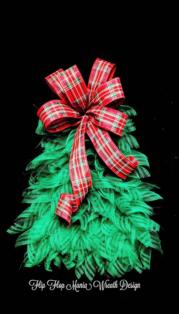 Christmas Tree Wreath Tree Wreath Door Hanger Christmas Tree Etsy