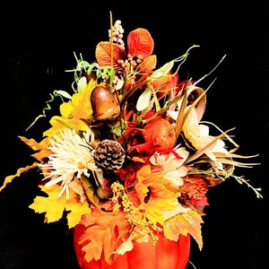 Thanksgiving Table Arrangement, Pumpkin centerpiece, Fall floral arrangement, Pumpkin decor, Fall decor, Autumn centerpiece, Give thanks image 5