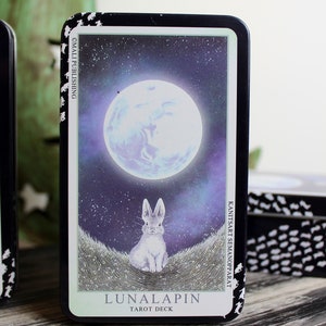 Bunny Tarot Cards ~ Tin ~ Whimsical ~ means a spirit angel is with you ~ silver holo foiled edge ~ Guide ~ NO Restock ~ Mothers Day Gifts ~