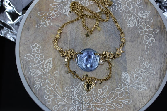 Vintage Kirks Folly necklace Frosted glass angel … - image 5