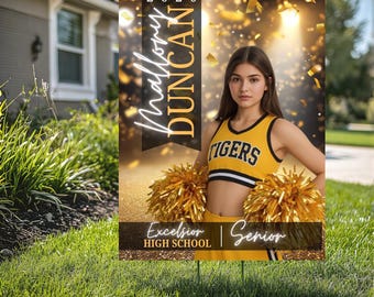 Custom Graduation Yard Sign, Senior Yard Sign 2029, Cheer yard Sign, Personalized Cheer Sign, High School Senior Decor (YS-CHEER-1004)