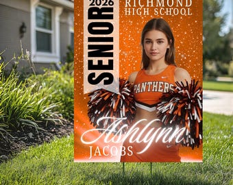 Custom Graduation Yard Sign, Senior Yard Sign 2029, Cheer yard Sign, Personalized Cheer Sign, High School Senior Decor (YS-CHEER-1003)