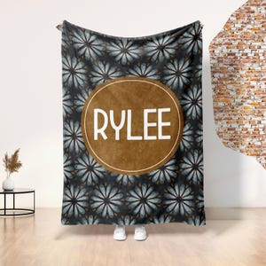 Flower Bursts Custom Name Blanket, Custom Home Decor Blanket, Personalized Name Blanket, Custom Minky Blanket (MINKY1369)