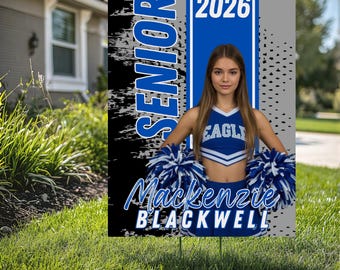 Custom Graduation Yard Sign, Senior Yard Sign 2029, Cheer yard Sign, Personalized Cheer Sign, High School Senior Decor (YS-CHEER-1004)