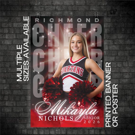 Custom Printed Vinyl Sports Banner, Highschool Cheer Poster, Senior Cheer Banner (BAN-CHEER1001)