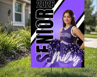 Custom Graduation Yard Sign, Senior Yard Sign 2029, Cheer yard Sign, Personalized Cheer Sign, High School Senior Decor (YS-CHEER-1002)