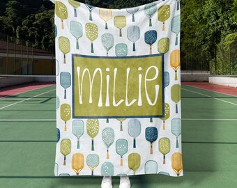 Custom Name pickleball Blanket, Nuetral Pickleball Blanket, Custom sports name blanket (PB1003)