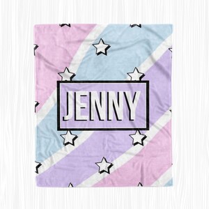 Retro Stars Custom Name Blanket, Custom Baby Blanket, Custom Name throw blanket (BLANKET1023)