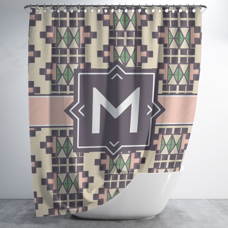 Aztec Monogram Shower Curtain Personalized Custom Bath Decor Sc1105