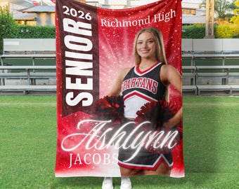 Starburst Banner Cheer Blanket, Custom Cheer Blanket, Personalizes Cheer Gift, Custom Sports Blanket (CHEER1019)