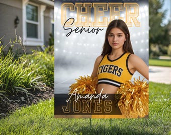 Custom Graduation Yard Sign, Senior Yard Sign 2029, Cheer yard Sign, Personalized Cheer Sign, High School Senior Decor (YS-CHEER-1007)