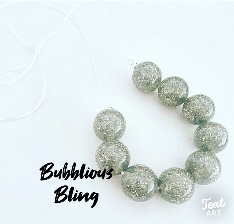 Silver Glitter Chunky Bubblegum Necklace
