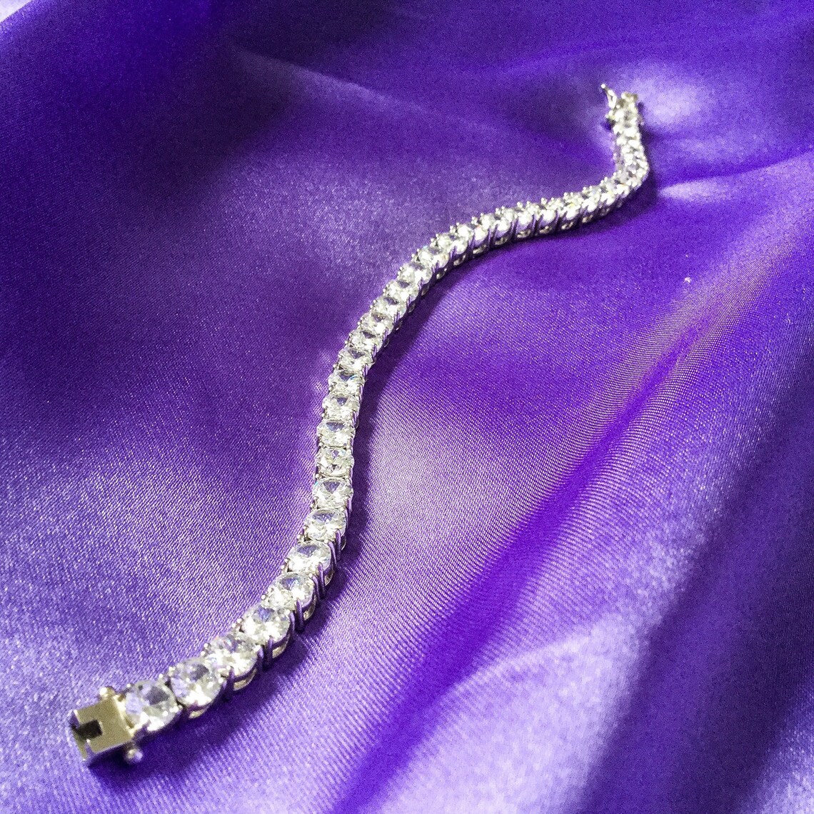 Sterling Silver Diamond Tennis Bracelet Diamond Bracelet Christmas Gift