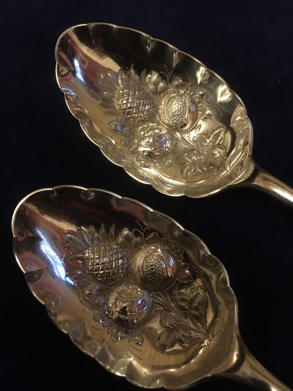 Antique Pair Silver Plate Berry Spoons Thomas Wilkinson and Etsy
