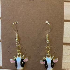 Dairy Cow Head Earrings, Cow Earrings, Animal Earrings, Milk Cow, Farm Earrings, Fun Jewelry, Gift for Farmer, Dairy Farmer, Gift for Her