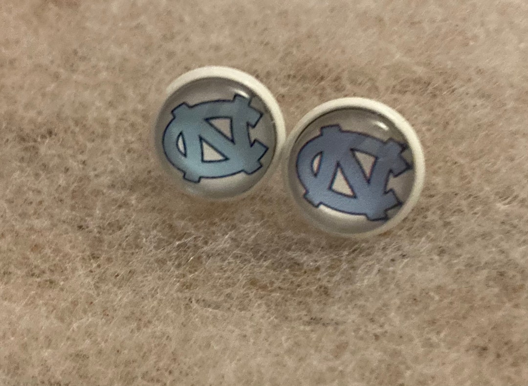 12mm North Carolina Tarheel Earrings, UNC Tarheel Earrings, Carolina