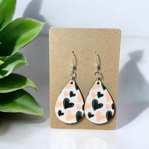 Valentines Heart Teardrop Earrings / Teardrop Dangle Earrings / Jewelry / Sublimation Earrings/ Sterling Silver Earrings