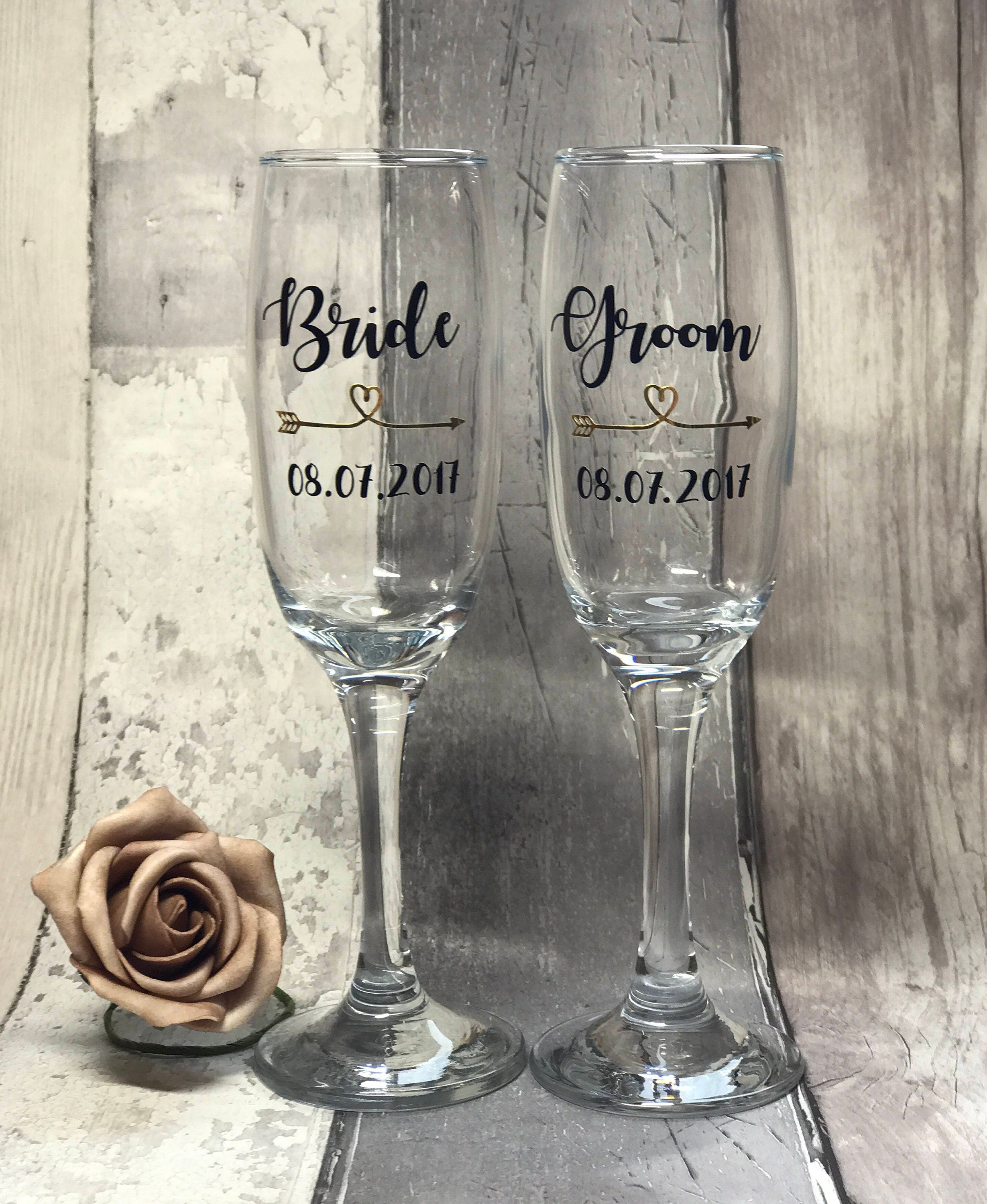 Bride and Groom wedding glasses champagne flute wedding Etsy