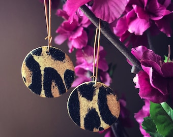 black & gold animal print earrings