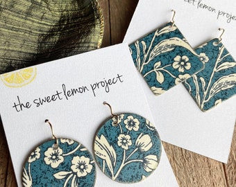 Navy floral earrings