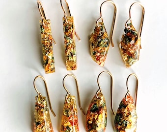 Gold, blush and blue foil flake earrings