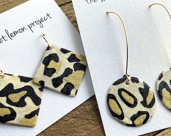 Cheetah - black and gold earrings