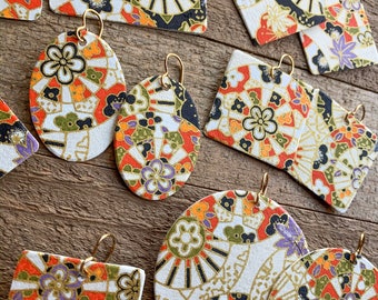 Black, Orange, Green, Purple and Gold Earrings