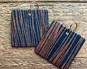 dark teal and copper earrings