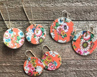 1970s orange floral earrings