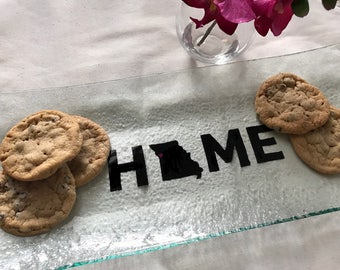 personalized clear glass serving platter
