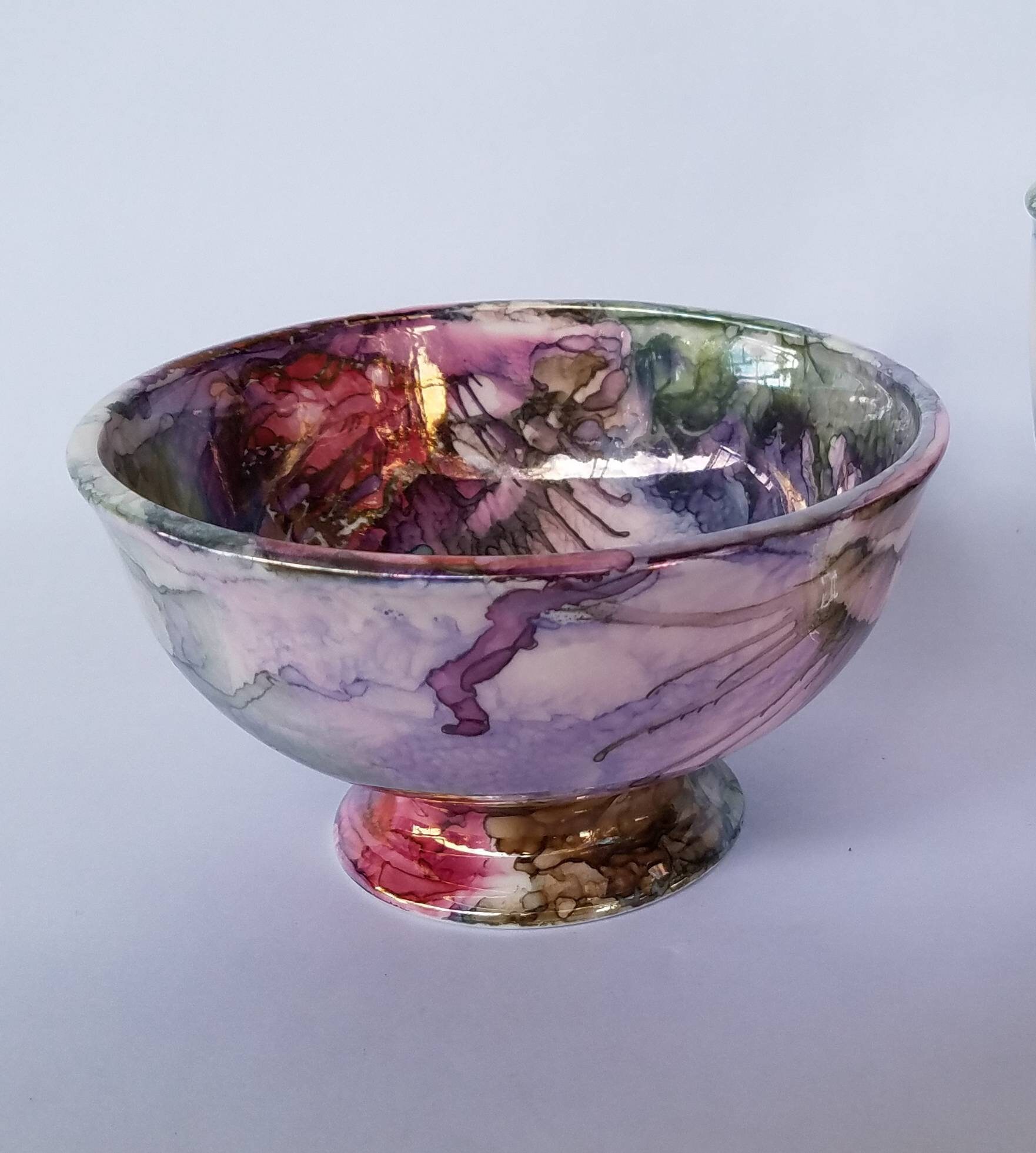Visions Helen Bull Ceramics Bowl Hand Painted Dish Watercolor Etsy