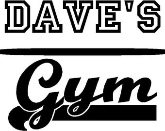 Customized Gym w/barbell vinyl wall decal- your gym name fitness, exercise