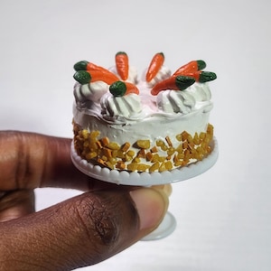 Artisan Miniature Dollhouse Carrot Cake - Easter Or Holiday Dessert