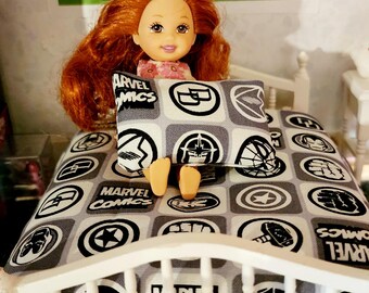 Marvel Comics B&W 1/12 Kelly/Tommy/Obitsu Doll Bedding Set (Bed Not Included)