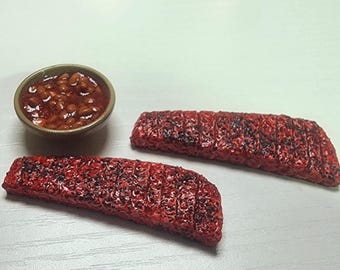 Dollhouse 1/6 Miniature BBQ Rib Dinner Set
