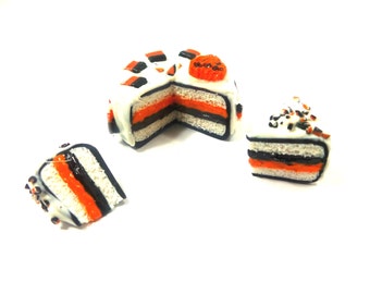 Miniature Candy Corn Halloween Cake Spooky Food Dollhouse Miniatures